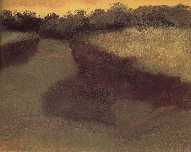 Cornfield and tree line, Edgar Degas